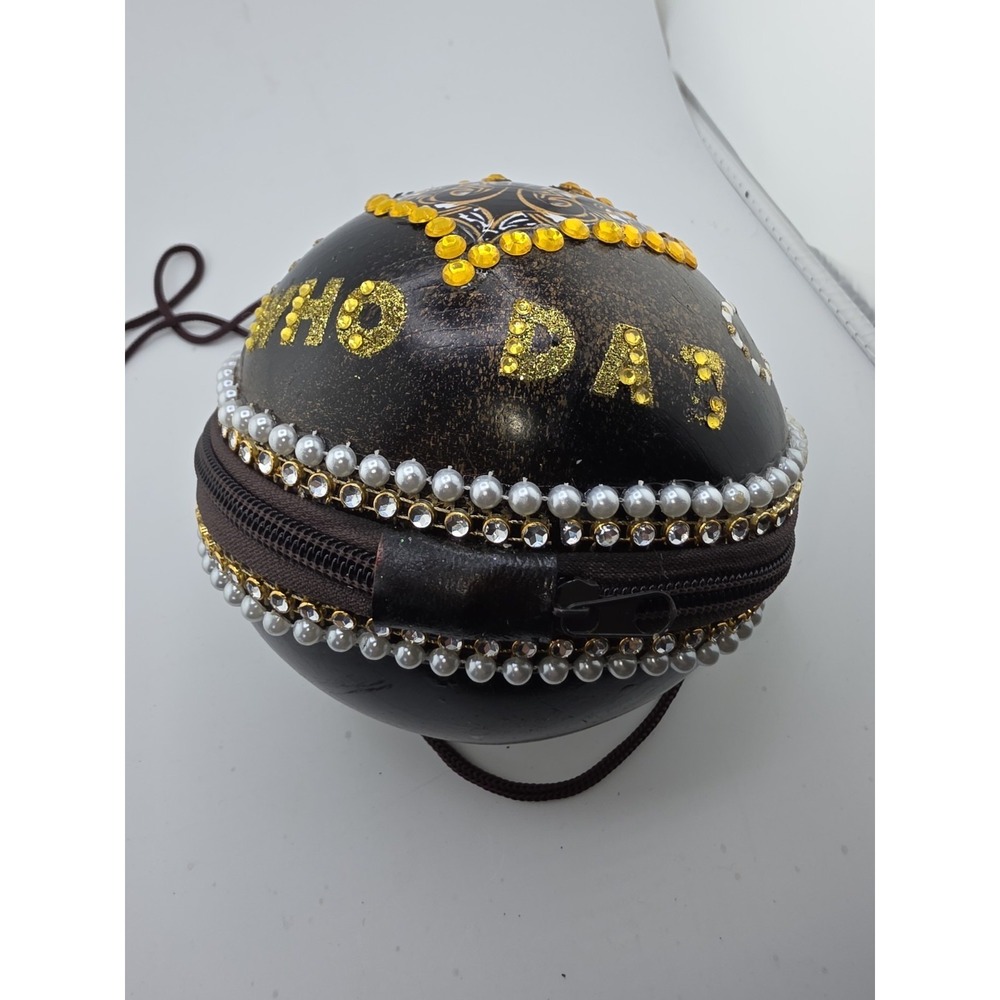 New Orleans Saints Fleur De Lis Rhinestone Goblet & Matching Zipper Pouch Set - Picture 13 of 13